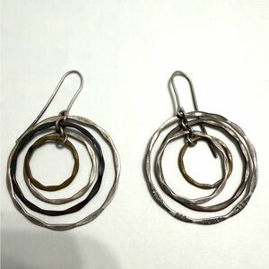 RLM Robert Lee Morris Studio Sterling Silver Mixed Metal Circle Dangle Earrings